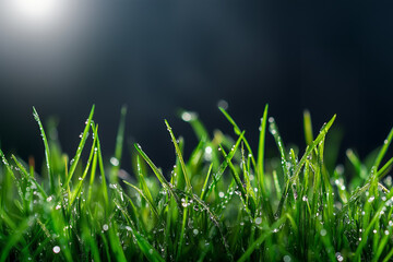 banner with wet grass for design projects and presentations