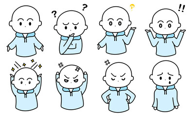 表情ポーズセット　青色