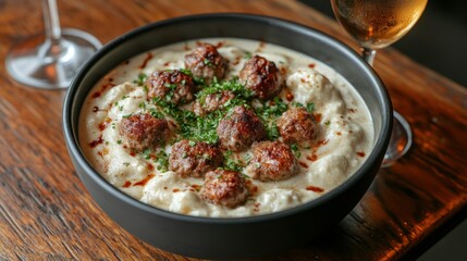 Creamy meatball dish with a rich sauce