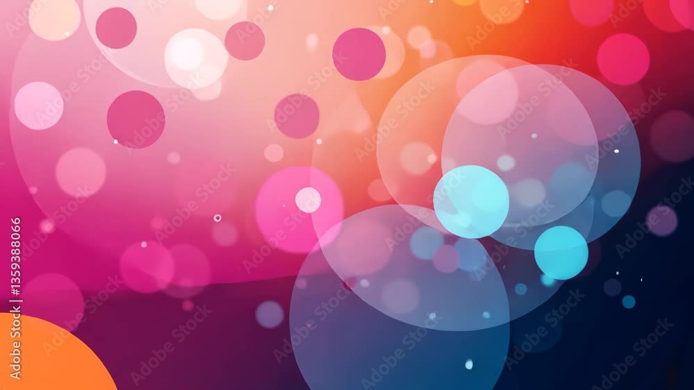 Poster vibrant bokeh background with pink orange and blue light circles and gradient effect