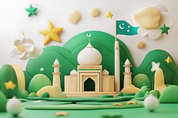 3D Poster for 14 August Pakistan Independence Day