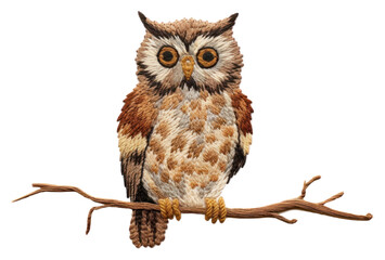 Naklejka premium PNG Cute Owl in embroidery style owl animal bird.
