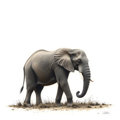 Obraz premium Close up, African elephant isolated on white background