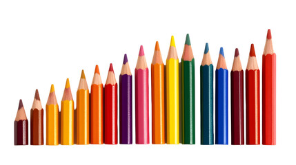 Isolated Background of Row Colorful Color Pencils Artistically Arranged