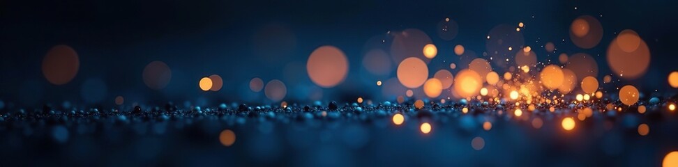 Blurry image of gold and blue sparks on dark background,  luminous,  texture