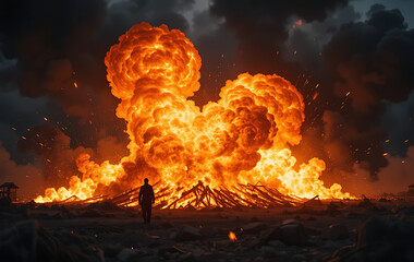 Close up, fire explosion background
