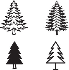 xmas christmas tree pine tree vector icon set