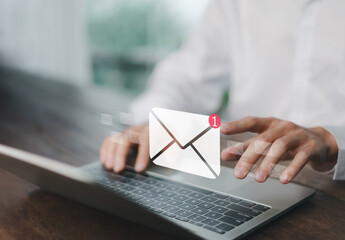 New email notification concept, business online communication, email communication, digital...