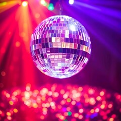 Obraz premium Shimmering Disco Ball in Vibrant Lights