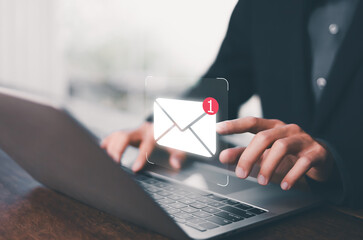 New email notification concept, business online communication, email communication, digital...