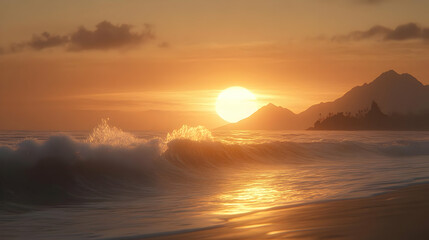 Fototapeta premium Golden Sunset Over Tropical Beach
