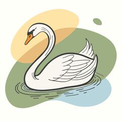Fototapeta premium A vector silhouette of a swan gliding gracefully on water, 