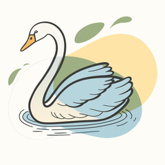 Obraz premium A vector silhouette of a swan gliding gracefully on water, 