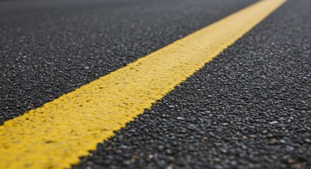 Fototapeta premium Yellow road line marking on asphalt.