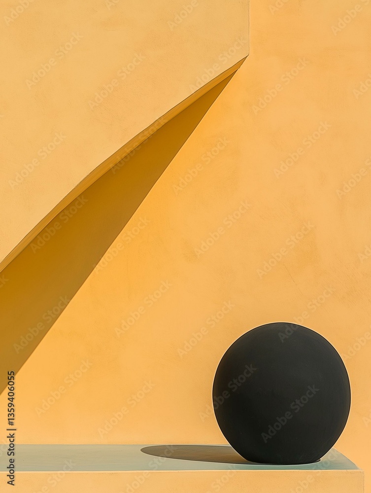 Aufkleber minimalistic composition with a yellow background. on the right side of the image, there is a black 