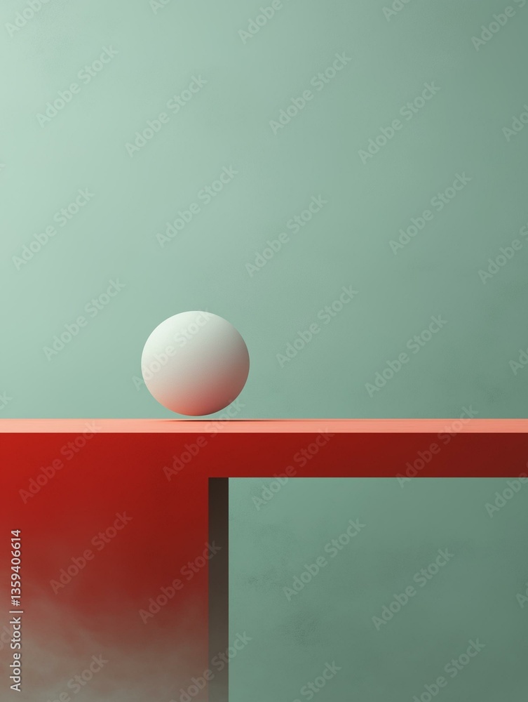 Aufkleber digital illustration of a white sphere on a red surface. the sphere is positioned in the center of t
