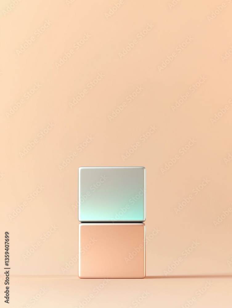 Poster minimalistic illustration of a square-shaped object on a plain peach-colored background. the object 