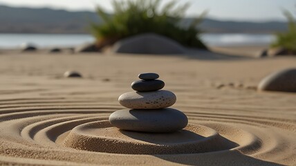 Stones on sand