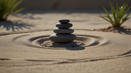 Stones on sand