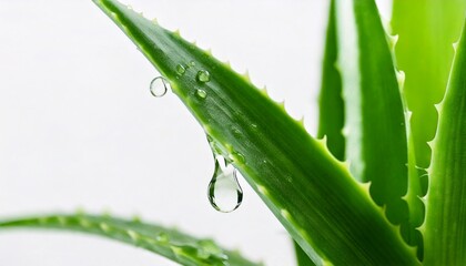 An aloe vera leaf, with its thick, green outer layer and the translucent, gel-like liquid