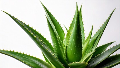 An aloe vera plant with water droplets, vibrant green colores, pure nature