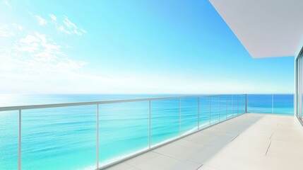 Fototapeta premium Breathtaking ocean view from tranquil balcony, perfect escape for relaxation and coastal living