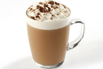 Delicious Creamy Coffee Latte in Glass Mug