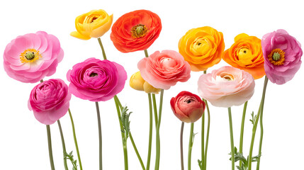 Obraz premium Vibrant Ranunculus Blossoms in a Variety of Colors