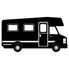 Rv camper silhouette vector illustration