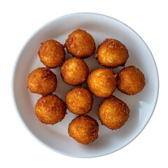 HushCrispy Hush Puppies in White Bowl on White Background