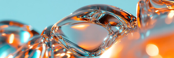 Abstract Image of Translucent Shapes with Orange and Teal Lighting