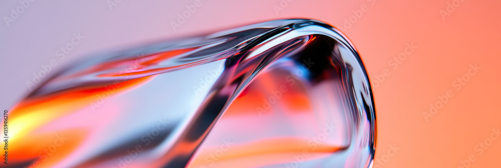 Poster abstract image of a translucent curved object with iridescent coloration