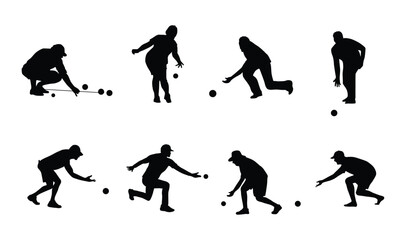 Bocce ball sport silhouettes 