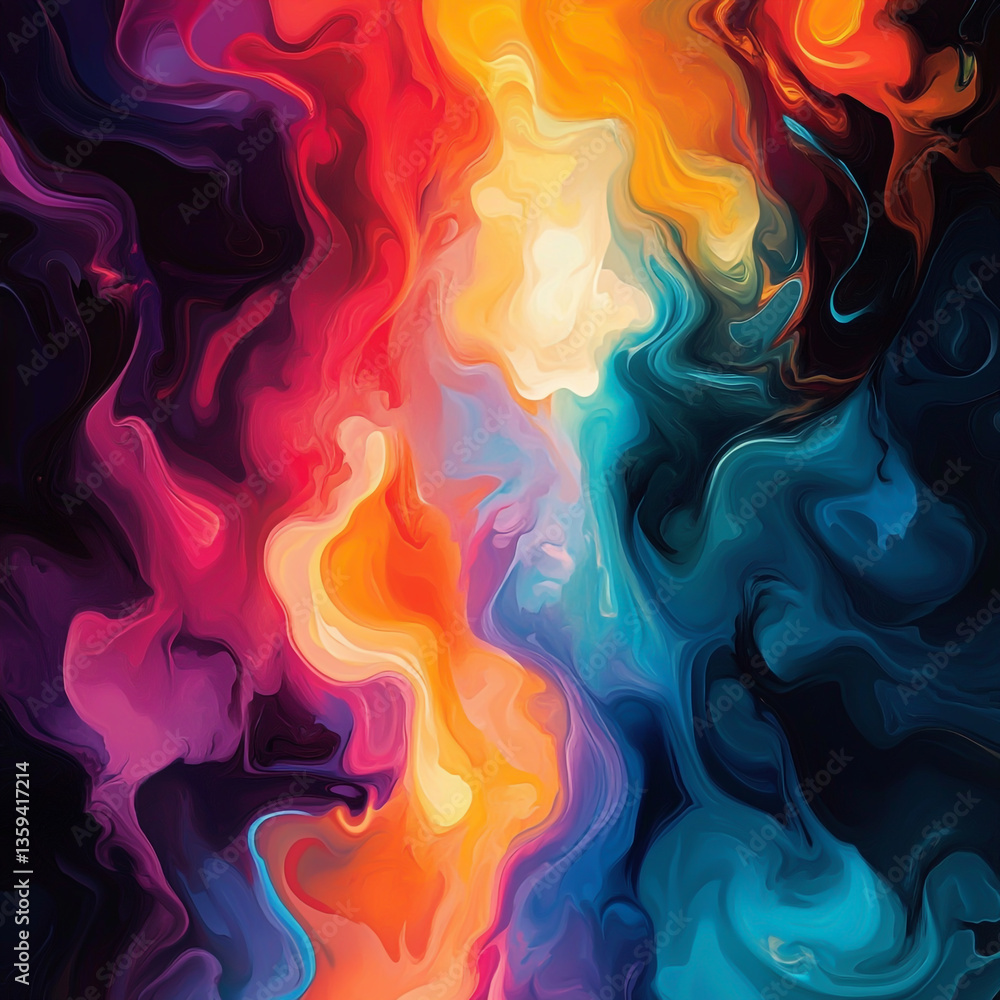 Poster an abstract background with vibrant colors and shapes, creating an atmosphere of energy and creativi