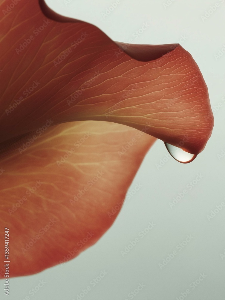 Aufkleber close-up of a red flower petal with a single drop of water on it. the petal appears to be a calla li