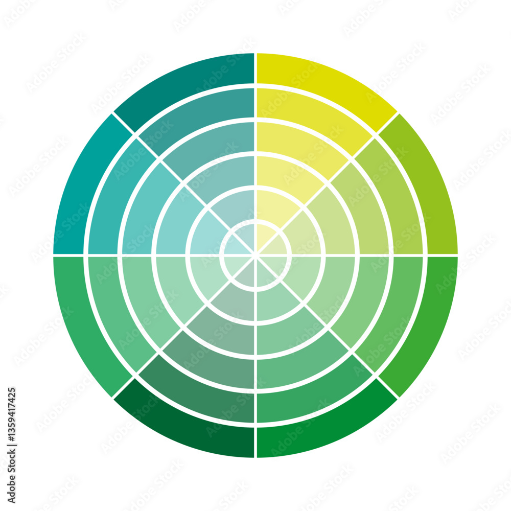 Poster yellow green spectrum. radial gradient pattern. abstract color wheel. vector illustration.