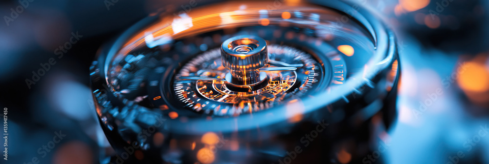 Poster close-up of a mechanical device with rotating gears