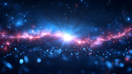 Obraz premium Abstract Glowing Particles Background With Blue And Pink Light