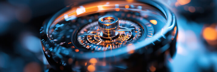 Close-up of a Mechanical Device with Rotating Gears