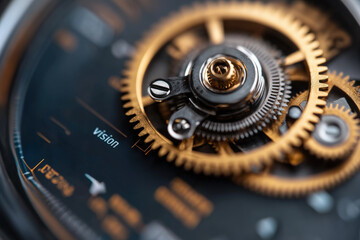 Macro Shot of Intricate Watch Mechanism with Gears 