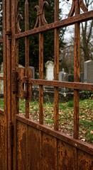 Rusty Gate at Cemetery: A Glimpse into the Past