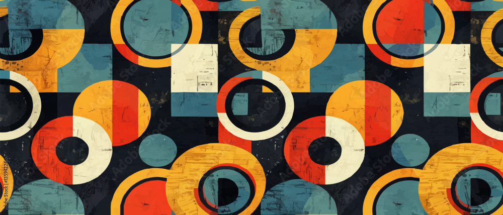 Aufkleber ambient music abstract geometric vector seamless pattern retro with texture