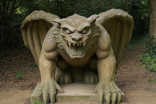Grendel Demon: Stone Monster Sculpture Found in Beowulf Trail at West Stow Country Park