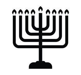 Black Silhouette Menorah Jewish Candle Holder Hanukkah Icon