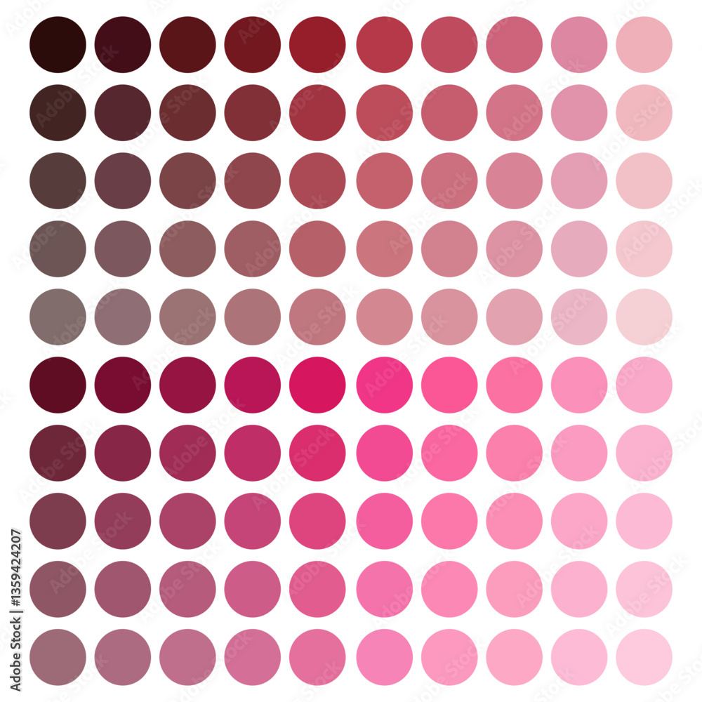 Aufkleber gradient color palette. pink to red shades. circular tone transitions. modern vector design.