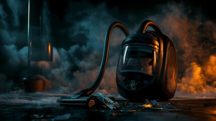 Vacuum cleaner cleaning event indoor space digital art dark atmosphere artistic viewpoint modern concept