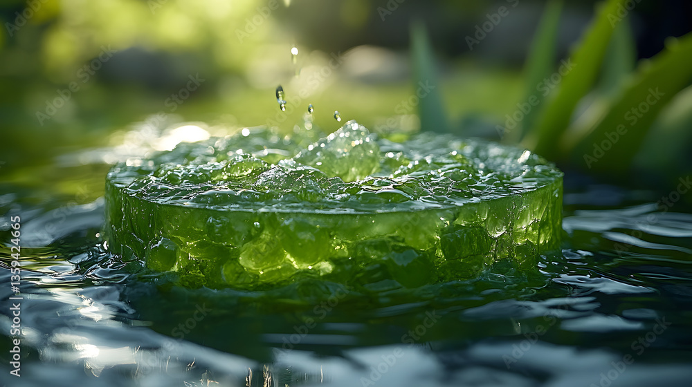 Poster drops and reflection: capturing a serene moment as a water droplet interacts with a structured eleme