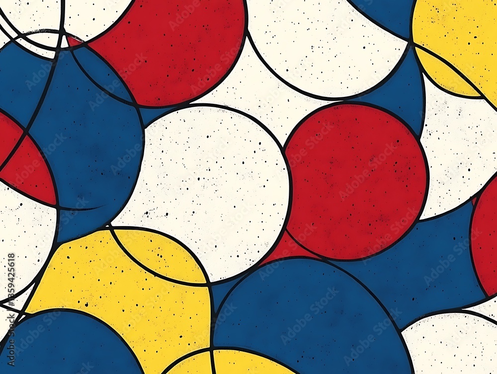 Poster overlapping circles in primary colors abstract design background pattern