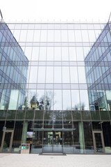Picture of a big modern building with glass walls