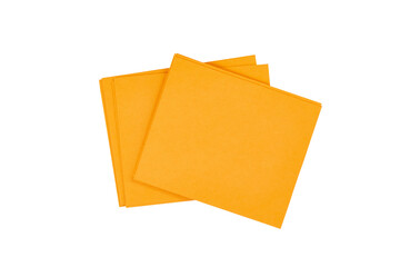 orange stacked sticky notes isolated on white or transparent png